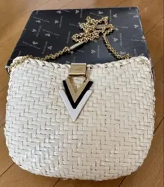 マリオバレンティオ　ホワイト　編み込み　ショルダーバッグ　パーティー