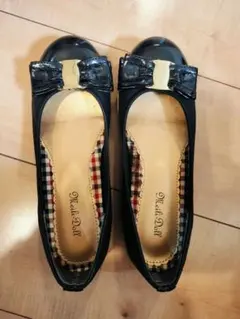 黒リボン付きバレエシューズ Sサイズ21.5センチ