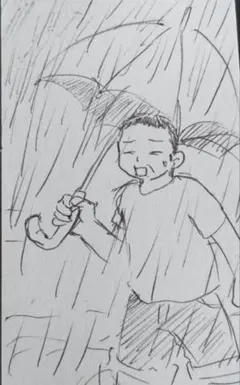 手描きイラスト アナログイラスト 雨