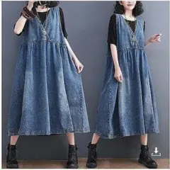 大きいサイズ レディース デニム　ワンピース　新品　サロペット　スカート