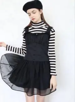 epine corset sheer skirt onepiece blackのサムネイル