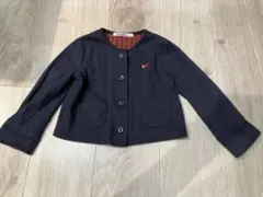 ファミリア familiar カーディガン ネイビー 赤チェック100cm