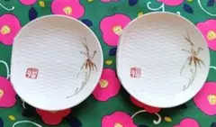 昭和 레트로 小皿 2枚セット 金縁