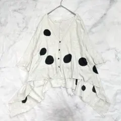 慈雨 ジウ ドット柄 変形カーディガン コットン100% オーバーサイズ 40のサムネイル