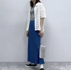 niko and ... リブニットマーメイドスカート ブルー Lのサムネイル