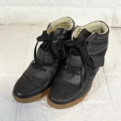 インヒール ハイカット スニーカー 厚底 黒 ブラック 24〜24.5cm