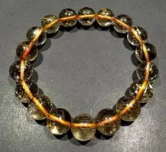 高透明】ゴールドルチルクォーツ 11mm 内径16cm ブレスレット 金運