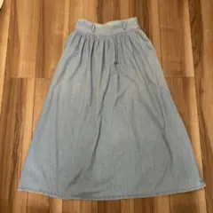 GU デニムフレアロングスカート ライトオンスデニム S