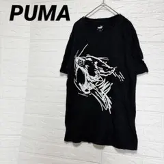 PUMA ブラック 黒 半袖 Tシャツ アートプリント【M】