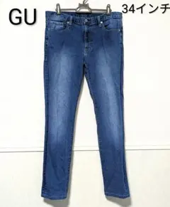 GU　レディース　スキニーデニム　ジーンズ　34インチ　ブルー
