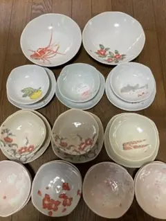 美濃焼き和食器セット 小皿 中皿 盛り皿 多種絵柄22枚セット片岡鶴太郎のサムネイル