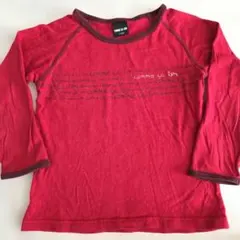 COMME CA ISM 長袖カットソー 110A レッド　ロゴ