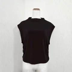 H&M ボトルネックカットソー ブラック フレンチスリーブ（XL）きれいめのサムネイル