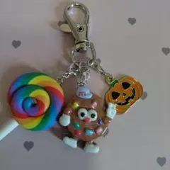 ハロウィン クッキー 渦巻きキャンディ キーホルダー