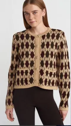 ZARA アーガイル柄 カーディガン M