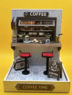【LEDライト・ケース付き】完成品コーヒーショップ ドールハウス