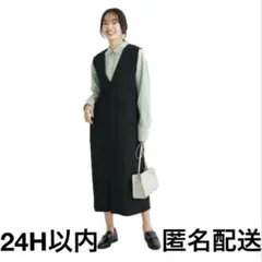 美品　2way 洗えて着回せるジャンスカ　ワンピース黒