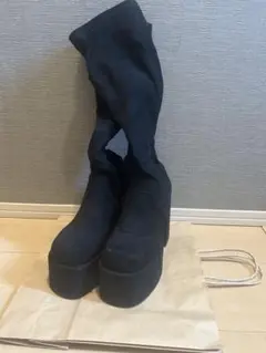 ブラックスエード風ロングブーツ