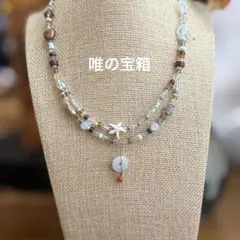 天然翡翠平安扣、シルバー魚、ビーチスタイル 2連ネックレス