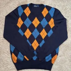 Fred Perry フレッドペリー　Vネック　アーガイル　ニット　セーター
