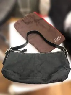 極美品 COACH コーチ シグネチャー アクセサリーポーチ キャンバス 専用袋