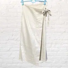 12506 新品 ディアフル プチプラのあや 麻混ラップスカート M ベージュ