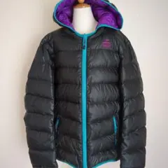 CHUMS チャムス ワンポイントロゴ刺繍 ダウンジャケット レディース 黒X紫