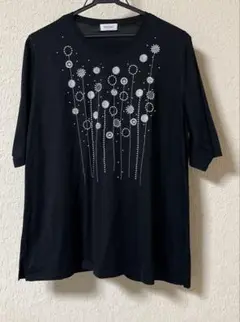 PHENE 日本製　コットン100% ビーズ刺繍のTシャツ　サイズLL