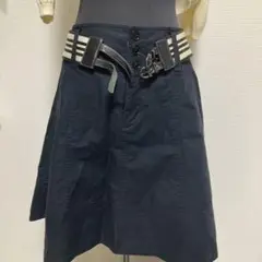 バーバリー　Burberry 黒 フレアスカート ストライプベルト付き