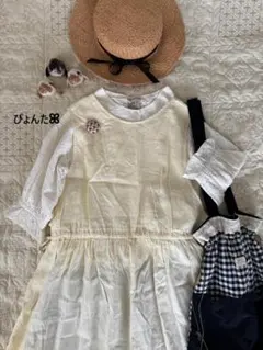 美品★WaterlessLinen前後2WAYジャンパースカート＊イエロー