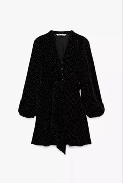 【中古美品】ZARA ベロアドット ワンピース