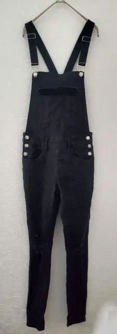 サロペット ブラック ダメージ加工【S】SHEIN