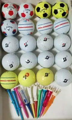 ゴルフボール20個とティー10本セット
