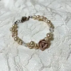 ブレスレット　薔薇　バラ　ピンク　パール　レディース　アクセサリー