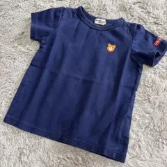 ミキハウス ホットビスケッツ 半袖Tシャツ ネイビー ビーンズくんの刺繍のサムネイル