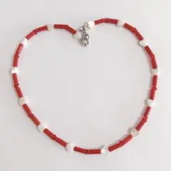 no.449／a'moureveビーズネックレス 金属アレルギー　ハンドメイド