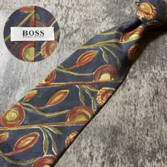 AN121 BOSS ブルー レッド シルク ネクタイのサムネイル