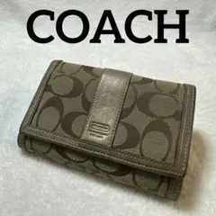 COACH コーチ 二つ折り財布 シグネチャー×ゴールドメタリックレザー