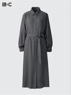 UNIQLO :C ベルテッドシャツワンピース シャツワンピース グレー L