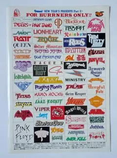 ヘヴィメタルバンドロゴ　ステッカー　シール　1993年Burrn!付録