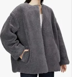 Mila Owen ノーカラーステッチデザインボアジャケット