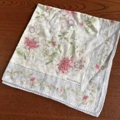 WEDGWOOD ウェッジウッド 花柄 大判ハンカチ クリーニング済み
