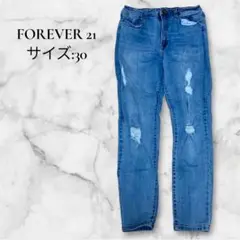 値引き◎FOREVER 21【30】ダメージ加工 ライトブルージーンズ