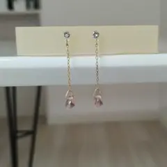 ノンホールイヤリング　ピンクドロップ