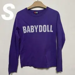 BABYDOLL パープル ロゴプリント Tシャツ S