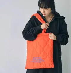 ロゴ刺繍キルトトートバッグ coen オレンジのサムネイル