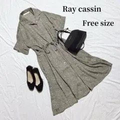 きんたろう様春ワンピース　五分袖ロングワンピ　スキッパーカラーシャツワンピ　花柄