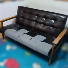 【直接引渡】レトロスタイル レザーソファ