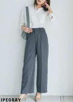 ベースメントオンライン　センタープレスワイドパンツ