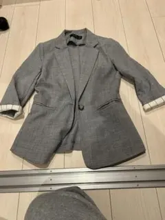 グレー チェック柄 ビジネススーツジャケット上下セット